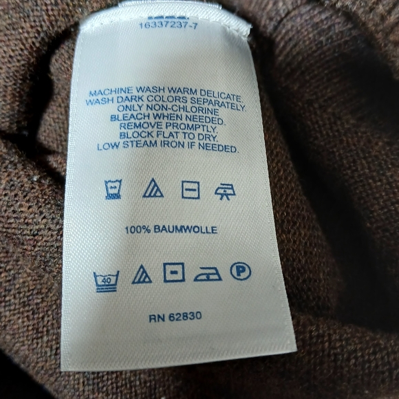 Lands End Men Sweater Brown Supima Cotton V Neck Long Sleeves Office Casual - Picture 6 of 6